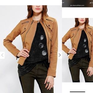 Urban Outfitters Tripp NYC Tan Canvas Moto Jacket